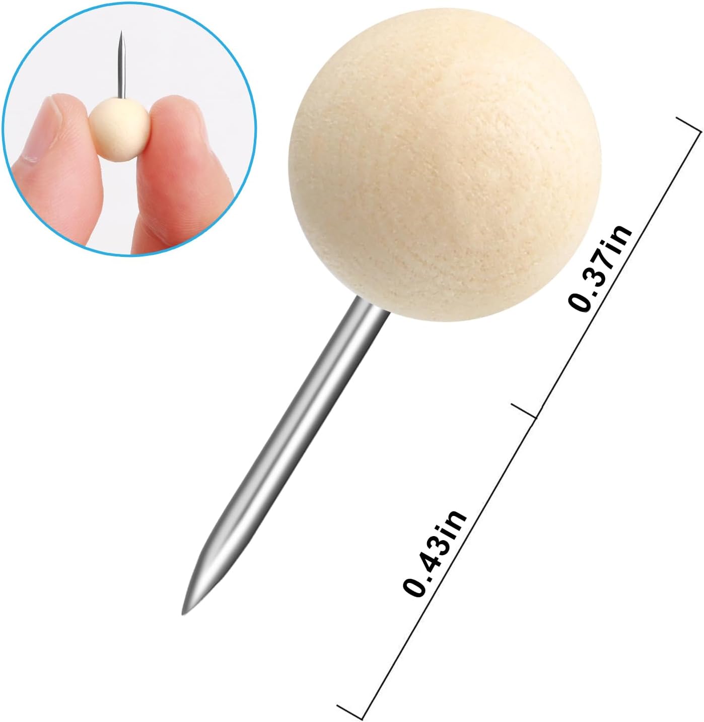 Wood Push Pins 120 Pcs,Decorative Wooden Thumb Tacks for Corkboard and Bulletin Board (120 pcs Map Tacks)