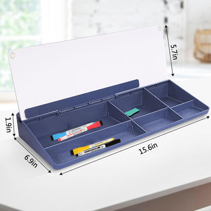 DOLLAR BOSS Glass Desk Whiteboard Calendar Small Dry Erase Board Desktop White Board with Storage Drawer Computer Keyboard Stand Desk Organizer, Colorful Weekly Calendar, Black