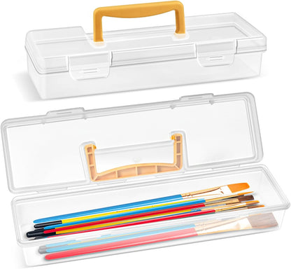Vowcarol 2 Pack Paint Brush Case - Portable Long Brush Storage Box, Holder