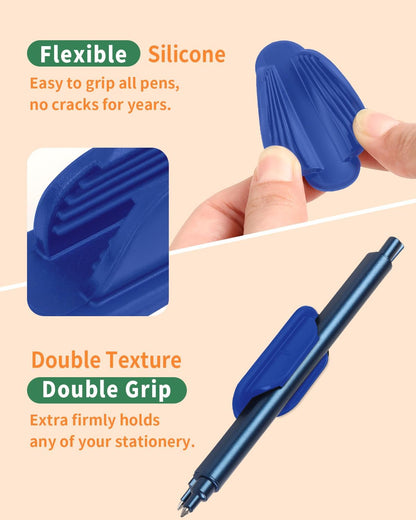 Tiizze 10 Pack Adhesive Pencil Holder for Desk, Silicone Pen Holder for Wall, Clipboard & Laptop with 15 Upgraded Sticky Pads, Rugged Grip Pencil Holders for Classroom Teacher Essentials (Black)