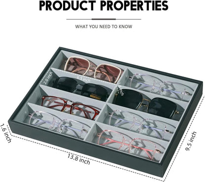 Glasses Holder Box Drawer Sunglass Organizer for Men Clear Storage Case 8 Slot Multiple Reading Glasses Display