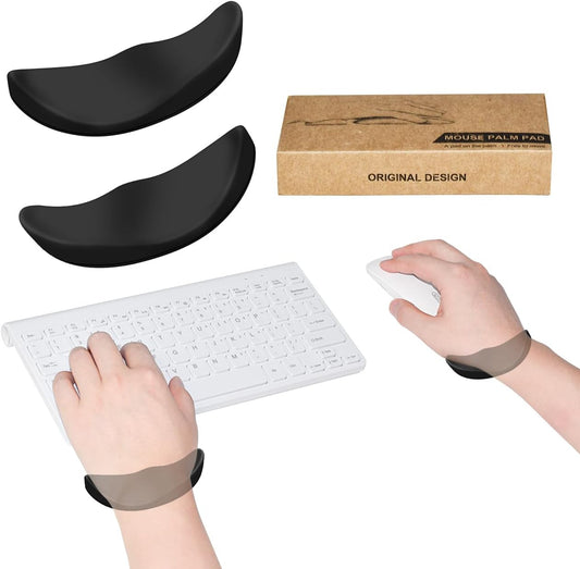 JIKIOU Right-Handed Truly Ergonomic Wrist Rest for Mouse 2 Pack, Carpal Tunnel Support, Pain Relief, Anti-Fatigue, Easy Glide, Office Computer Laptop Gaming Black