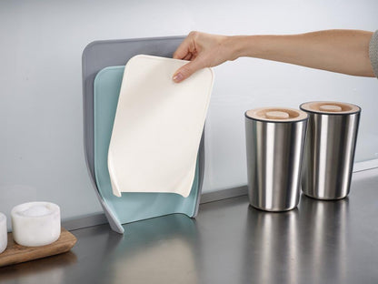 Joseph Joseph Nest Chop Set of Nesting Plastic Cutting Boards 13.25-inch x 10-inch Chopping Board Kitchen Prep Mat with Curved Edges 3-piece., Large