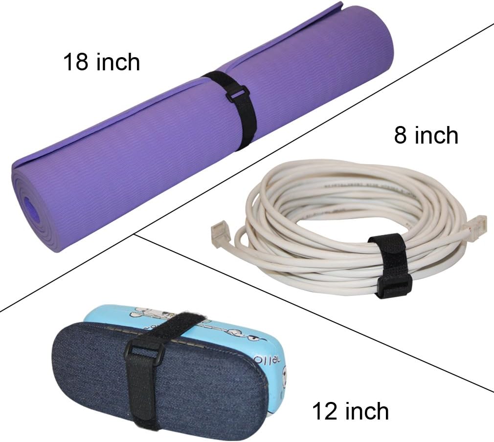 YiwerDer Reusable Fastening Cable Straps and Cable Ties Set 20 Pack(8"-12"-18"), Adjustable Multi-Purpose Hook and Loop Cord Ties to Keep Cords Organized and Tidy