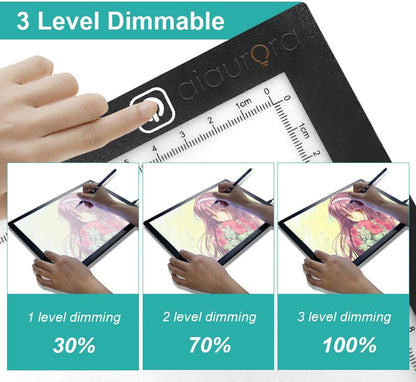 AIAURORA A4 LED Copy Board Light Tracing Drawing Board, Ultra-Thin Adjustable USB Power Art Craft LED Trace Light Pad for Tattoo Drawing, Diamond Painting, Streaming, Animation, Stenciling (A4)