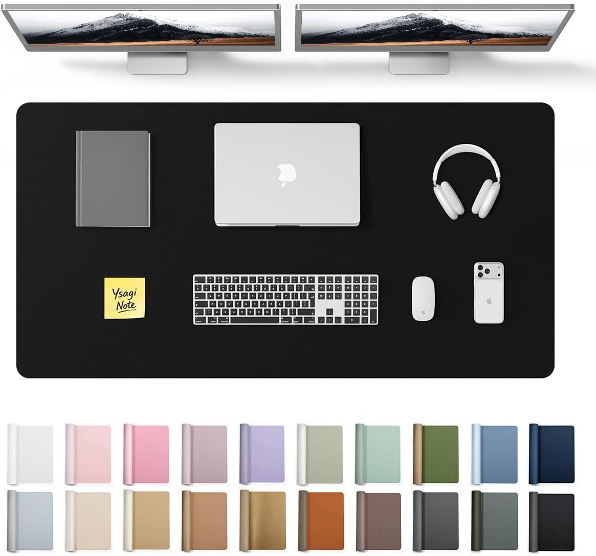 YSAGi Leather Desk Pad Protector, Large Mouse Pad, Non-Slip PU Leather Desk Blotter, Waterproof Writing Pad for Office and Home (31.5" x 15.8", Eggshell) - Colors B