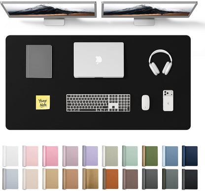 YSAGi Leather Desk Protector, Office Mat, Large Mouse Mat, Non-Slip PU Leather Blotter, Laptop Desk Mat, Waterproof Writing Pad for Office and Home (Black, 31.5" x 15.8") - Colors B