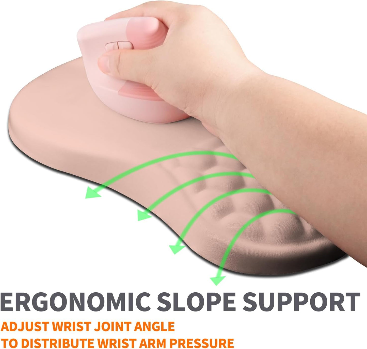 Ergonomic Joint Wrist Support Mouse Pad with Memory Foam Cushion Massage Bump, Carpal Tunnel Pain Relief Mousepad Slope Design for Wrist Rest, 11.8x7.9 in, Black