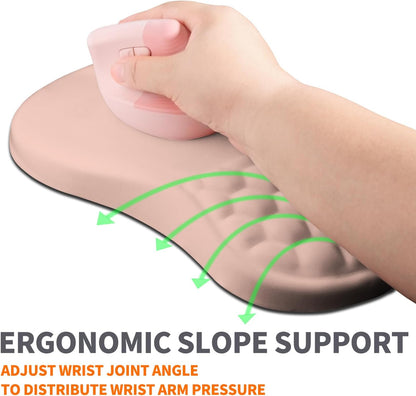 Ergonomic Joint Wrist Support Mouse Pad with Memory Foam Cushion Massage Bump, Carpal Tunnel Pain Relief Mousepad Slope Design for Wrist Rest, 11.8x7.9 in, Black