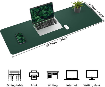 AFIING Large Desk Mat 47" x 17", Dual-Sided Natural Cork & PU Leather Desk Pad, Non-Slip Waterproof Mouse Pad for Office, Home & Gaming, Black