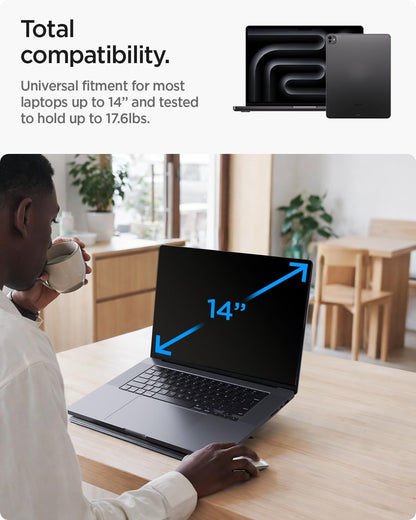 Spigen Slim Fold Portable Laptop Stand Keyboard Riser Foldable Ergonomic Angle Lift Anti-Slip Compatible with MacBook Neo, MacBook Air, MacBook Pro 11"-16" and iPad/Air/Pro and More - Black (LD201-S4)