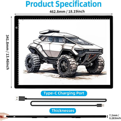 A4 LED Tracing Light Pad with Stand & 2 Clips, Ultra-Thin Portable Light Box for Tracing, Adjustable Dimmable Brightness Eye Care Type-C for Diamond Art, Sketching, Drawing, Artists Hobbyists
