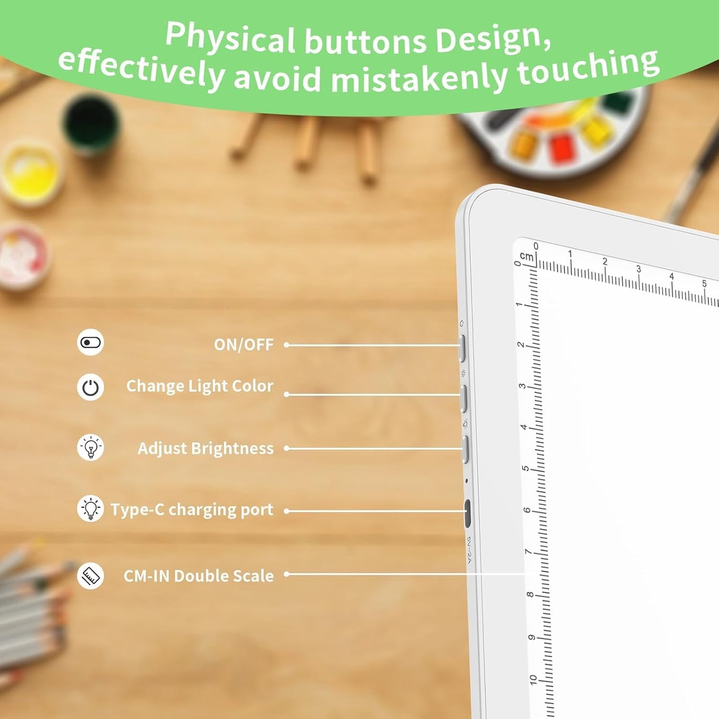 KOBAIBAN A3 Magnetic Light Pad with Bag, Rechargeable Diamond Art Light Board with Side Physical Buttons, 3 Color Light Modes Super Bright Light Table Light Box for Tracing, Drawing, Sketching (White)