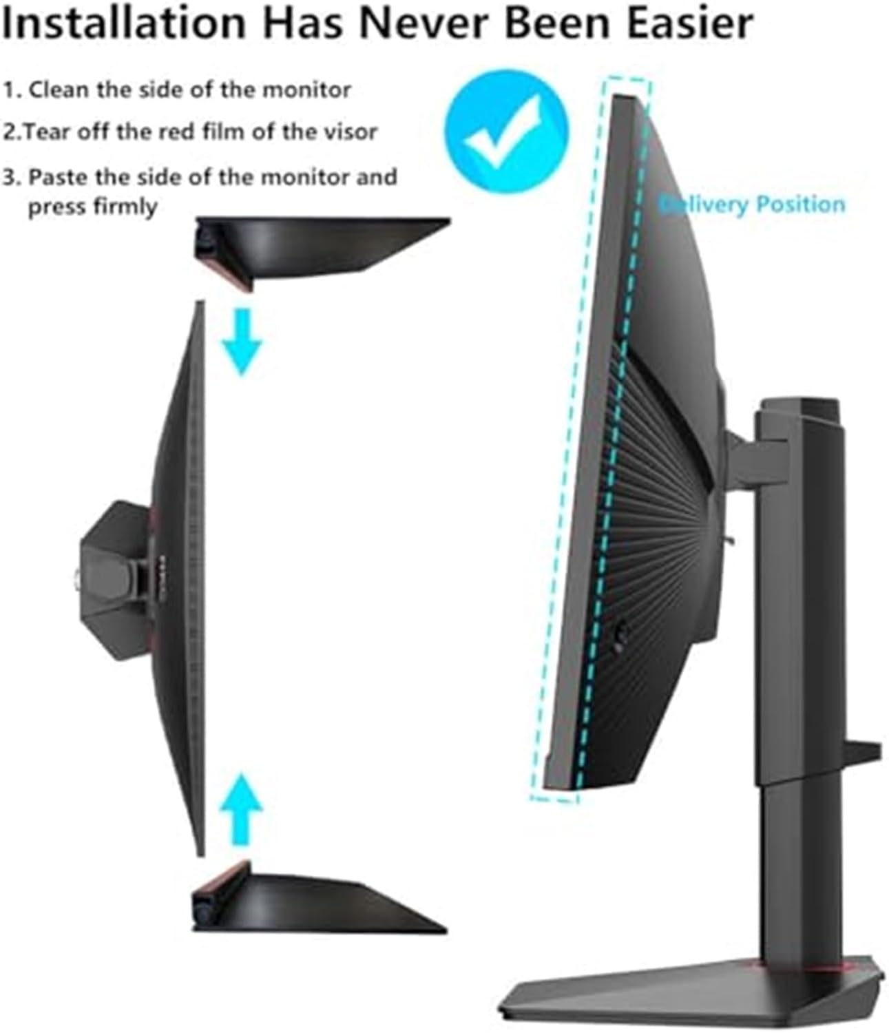Foldable Anti-Glare Monitor Hood for 24-27 Inch Screens, Desktop Computer Sunshade with 180° Adjustable Side Panels to Reduce Glare and Enhance Viewing Focus ﻿