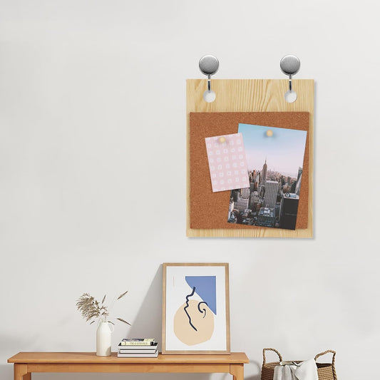 9.5x7.5inch Pin Board Cork Board, Bulletin Board Message Board with 10 PCS Wood Push Pins, Desktop Cork Display Stands for Home School Office Décor
