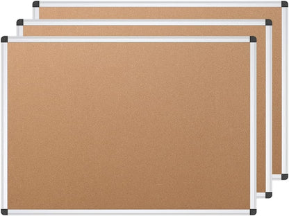 VIZ-PRO Cork Notice Board, 36 X 24 Inches, Silver Aluminium Frame