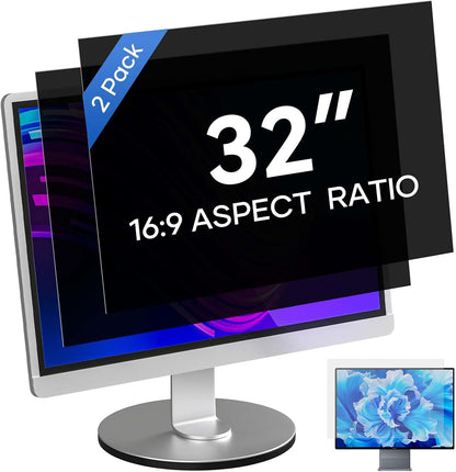 [2 Pack] 24 Inch Computer Privacy Screen for 16:9 Aspect Ratio Widescreen Monitor, Eye Protecting Anti-glare Blue Light Display Screen Privacy Protection, Removable Anti-scratch Coating