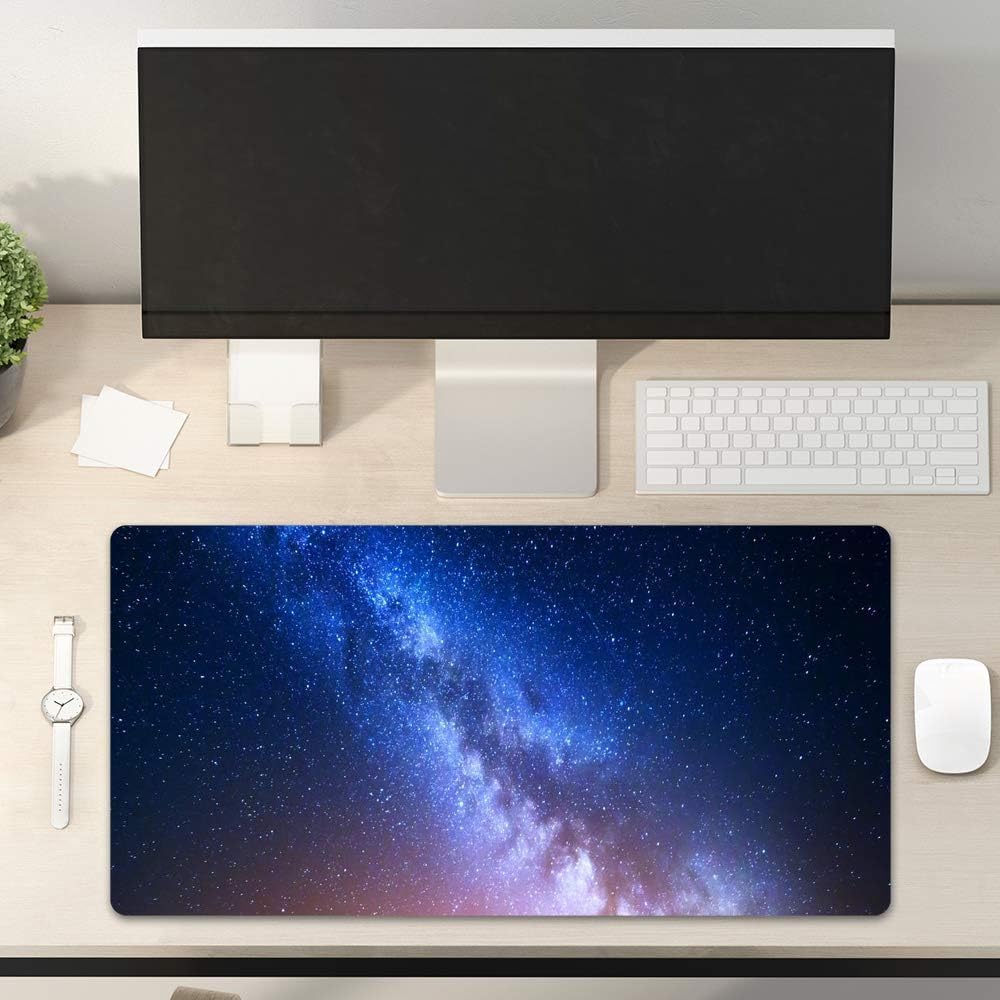 QIYI Large Mouse Pad, Cute Pink Desk Mat for Desktop, Women Girls PU Leather Desk Pad Waterproof Gaming Mousepad, Rose Gold Marble Computer Protector Writing Pad for School Office Home 31.5" x 15.7"