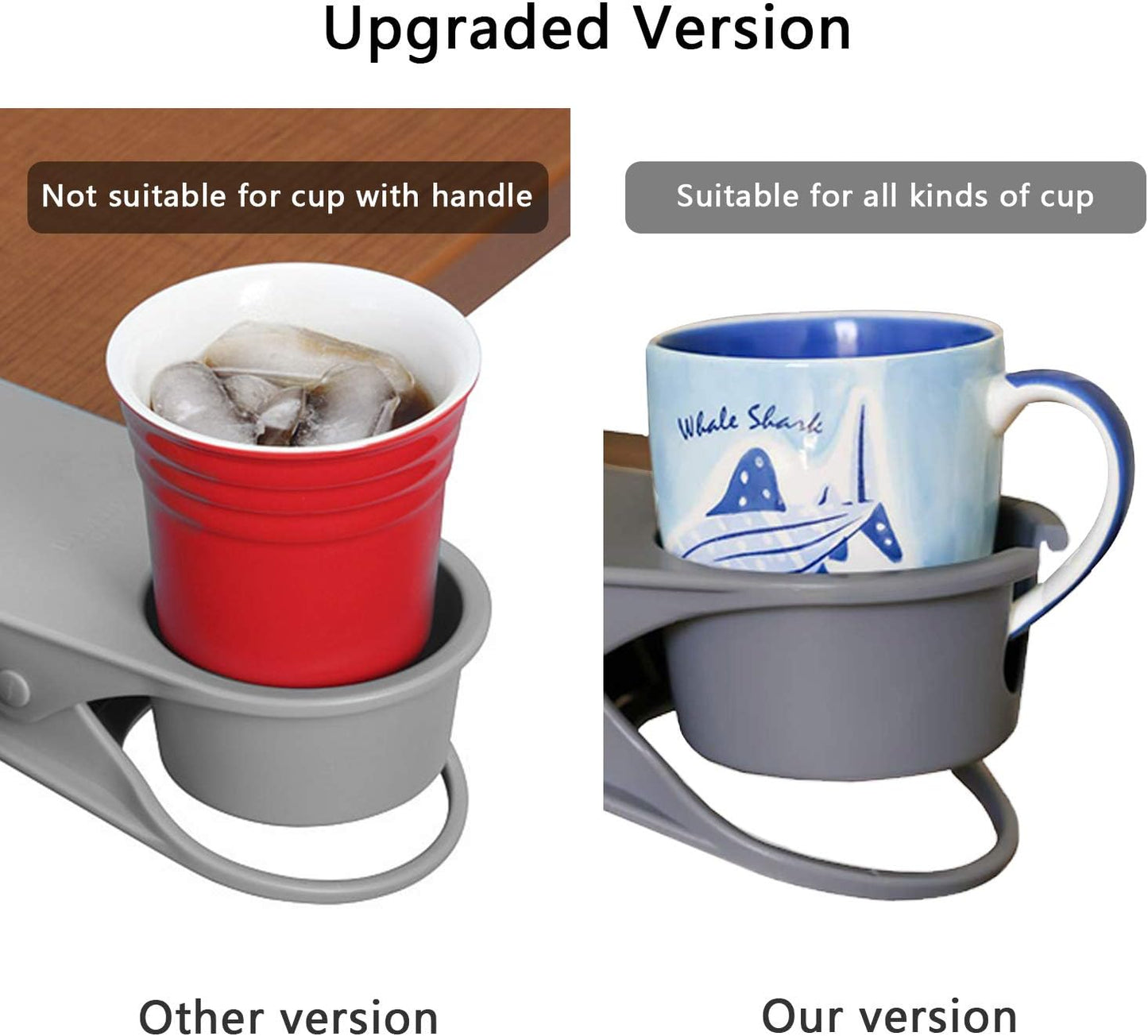 Dirza Upgraded Clip On Cup Holder for Office Chair Table Desk Side to Hold Coffee Mug Water Soda Tea Drinking Bottle Black