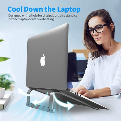 LENRUE Laptop Stand for Desk，Stable MacBook Pro Stand，Ergonomic Aluminum Computer Riser for 12 13 15 16.2 inch ，Computer Cooling Stand for Mac MacBook Pro Air,HP, Dell, More PC Notebook (Silver)
