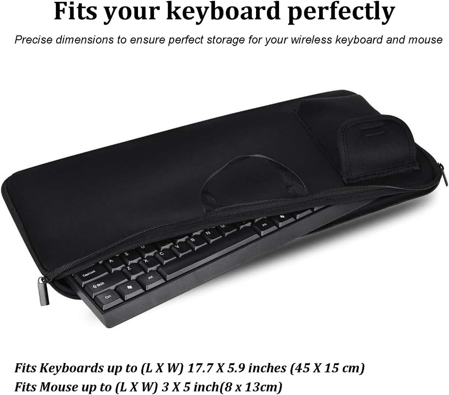 Wireless Keyboard Mouse Sleeve Travel Case Neoprene Shockproof Protective Keyboard Case for Logitech MK270 Wireless Keyboard And Mouse Combo (Black)