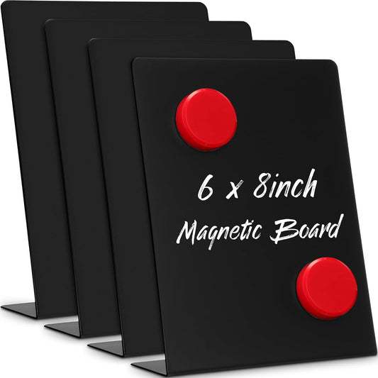Fainne 1 Pc Magnetic Bulletin Board with Easel Stand Mini Magnet Metal Tabletop Memo Display Board for Back to School Menu Table Office Supplies (Black,11 x 8.5 Inches)