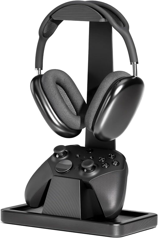 UPERGO Solid Wood Gaming Headset Stand with Controller Holder - Creative Gift for Teens, Boyfriends, Brothers, and Gamers - Desktop Organization and Decoration