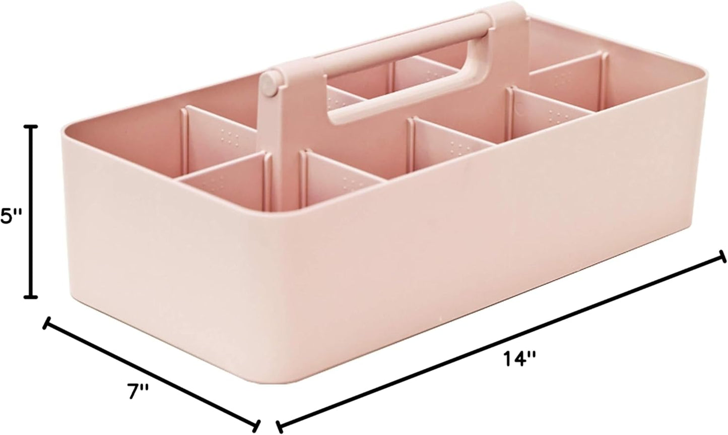 Portable Caddy American Made, DIY Dividers, 8 Compartments, Supply Organizer, Portable Tote Basket with Handle Storage Organizer Bathroom, Office, Crafts, or School Supplies