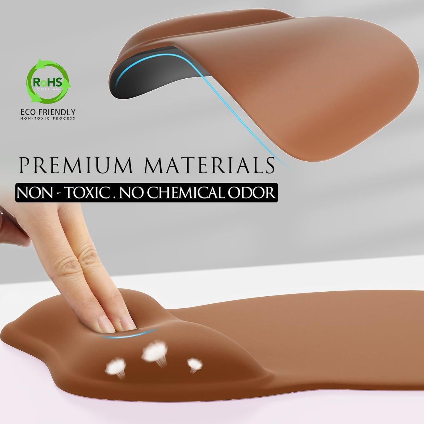 MROCO Ergonomic Mouse Pad with Gel Wrist Rest, Smooth Wrist Support Surface, Non-Slip PU Base for Pain Relief, Comfortable Mousepad for Computer, Laptop, Office & Home, 9.4 x 8.1 in, Black