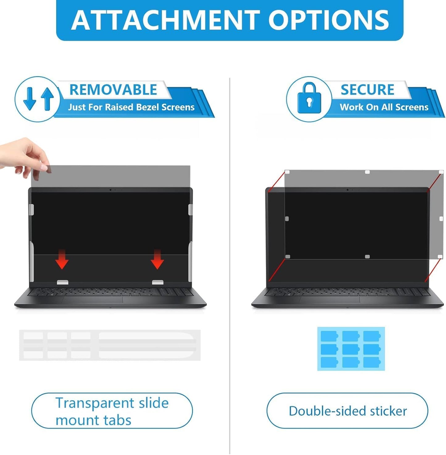 [2 Pack] 27 Inch Computer Privacy Screen , 16:9 Aspect Ratio Monitor Privacy Filter with Anti-Glare, Anti-Blue Light & Anti-Spy Protection, Removable Anti-Scratch Screen Protector for 27-Inch Widescreen Monitors