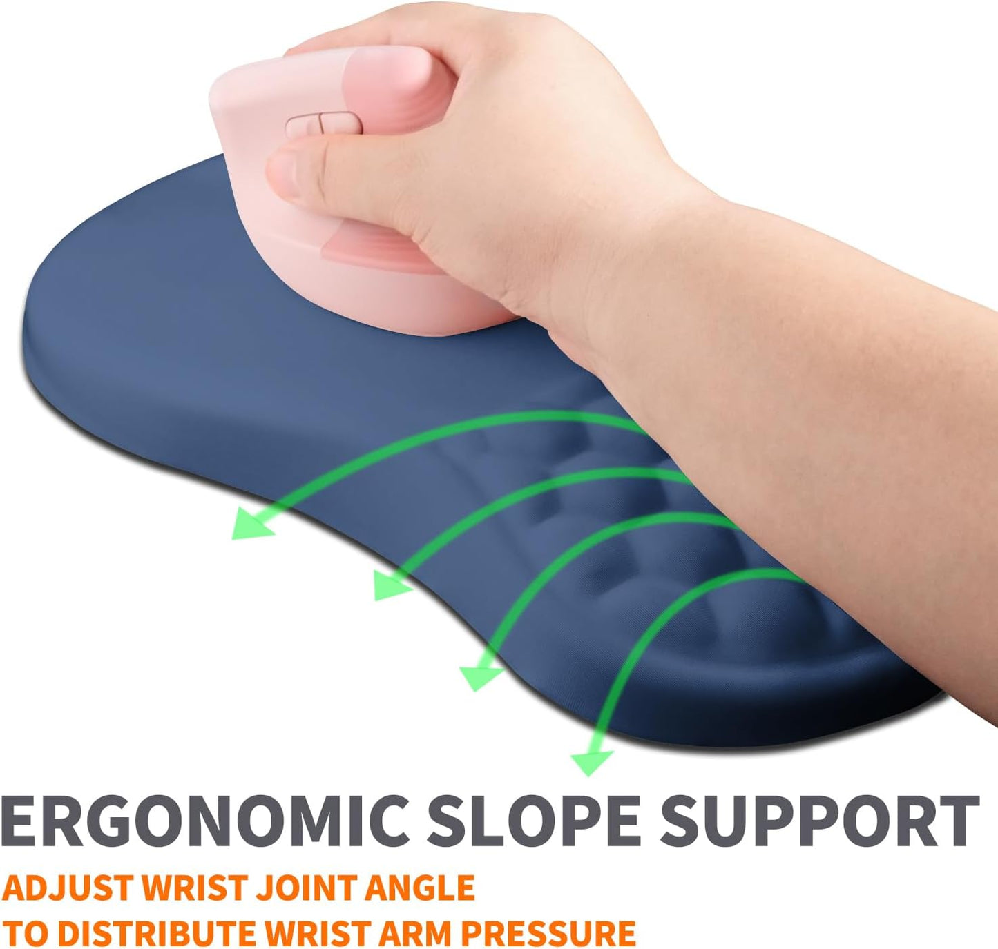 Ergonomic Joint Wrist Support Mouse Pad with Memory Foam Cushion Massage Bump, Carpal Tunnel Pain Relief Mousepad Slope Design for Wrist Rest, 11.8x7.9 in, Black
