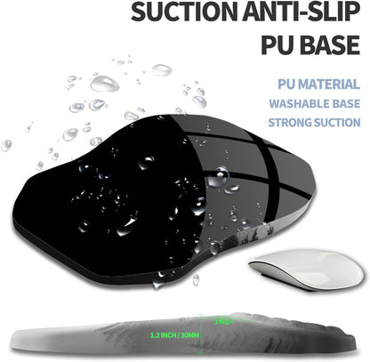 Ergonomic Raised Mouse Pad Wrist Support with Bilateral Slope Memory Foam Mousepad for Wrist Rest and Carpal Tunnel Pain Relief 11.8x7.9〃 Black