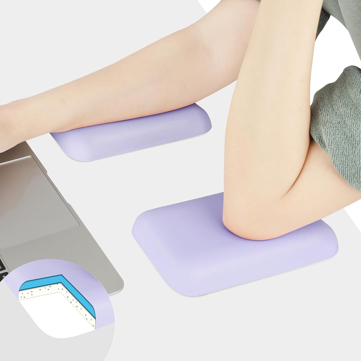 Leolee Elbow Rest Pads for Desk, Black Ergonomic Arm Rest Pads with Memory Foam & Non-Slip Base, Armrest Cushion Support Pad Relieve Elbow and Wrist Pain for Computer, Office, 2 Packs