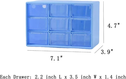 Feadily 2PCS Small Drawer Organizer for Desk, Desktop Drawer Organizer with 9 Clear Drawers, Plastic Desktop Storage Drawers 7.1 Inch x 3 .9 Inch x 4.7 Inch, White