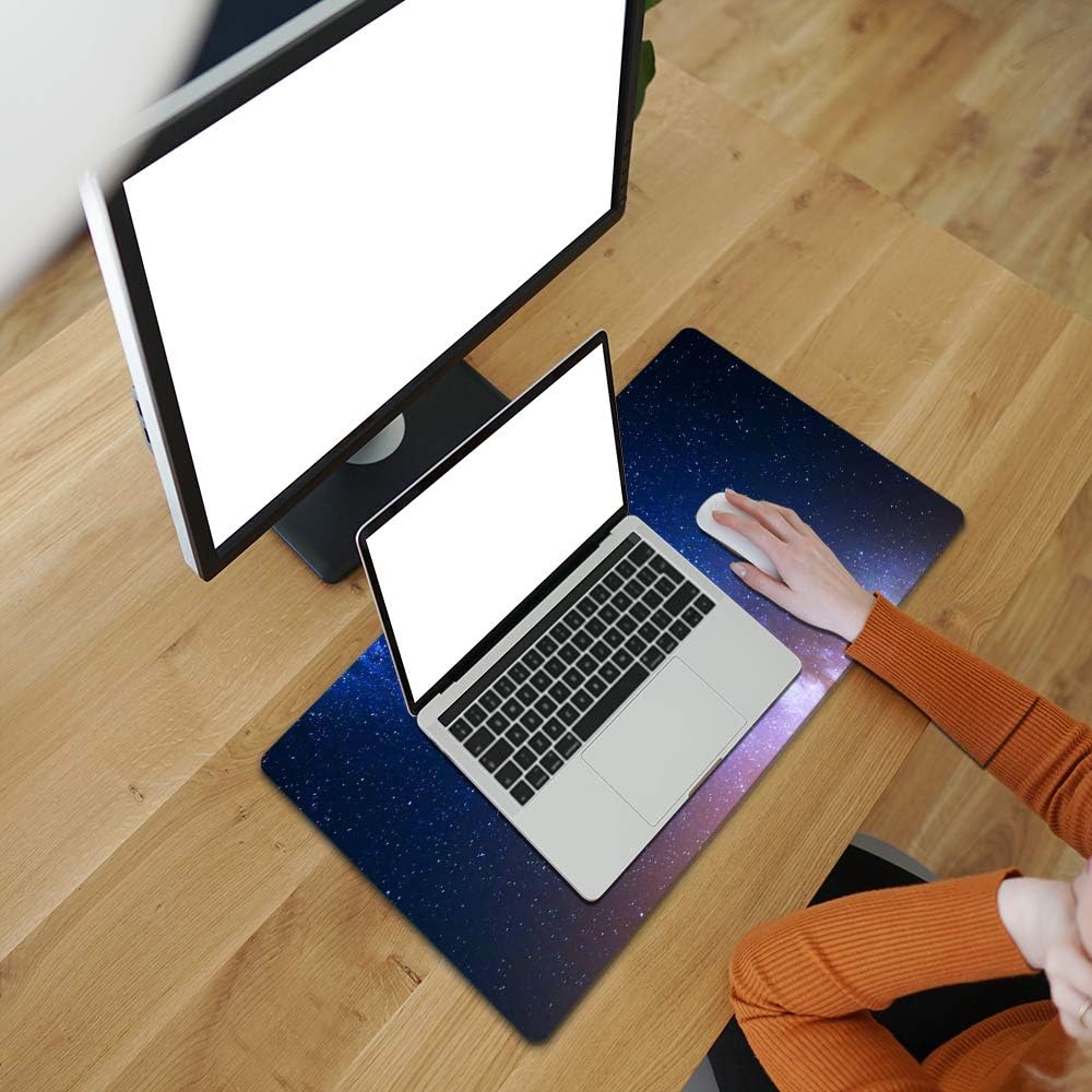 QIYI Large Mouse Pad, Cute Pink Desk Mat for Desktop, Women Girls PU Leather Desk Pad Waterproof Gaming Mousepad, Rose Gold Marble Computer Protector Writing Pad for School Office Home 31.5" x 15.7"