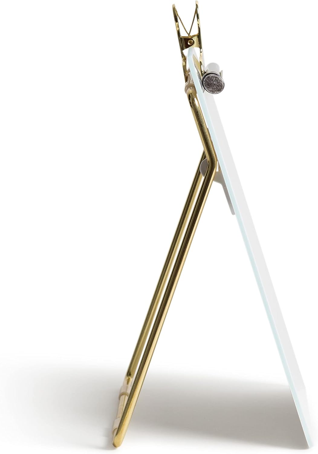 U Brands Glass Dry-Erase Desktop Easel, Tempered Glass, Gold Metal Stand, Removable Clip
