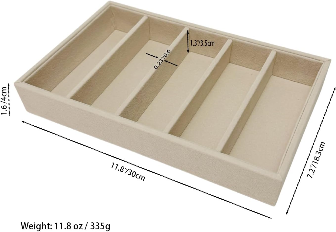 AgentMoon Velvet Eyeglasses Organizer Jewelry Tray. 5-slot Adjustable Eyeglasses Storage Tray, Thickened Frame,Sunglasses Organizer,Stackable AntiStatic. Beige,11.8 oz.