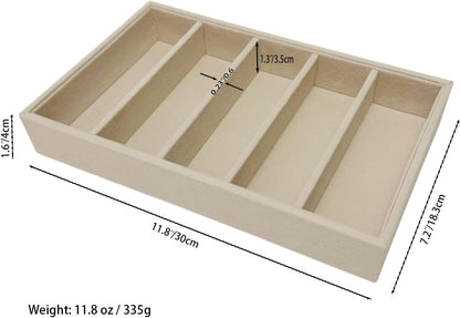 AgentMoon Velvet Eyeglasses Organizer Jewelry Tray. 5-slot Adjustable Eyeglasses Storage Tray, Thickened Frame,Sunglasses Organizer,Stackable AntiStatic. Beige,11.8 oz.