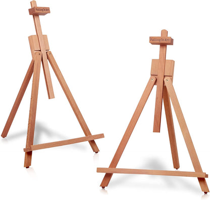 Falling in Art Beechwood 25" Tabletop Easel Display Stand for Painting - Holding Canvas Up to 22 1/2 Inches High, A-Frame Artist Tripod with Rubber Feet, Portable Photo and Sign Holder
