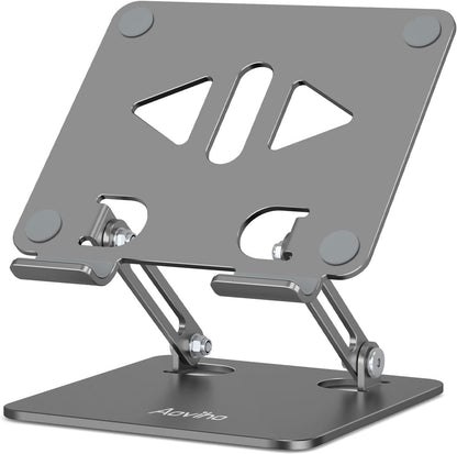 Aoviho Tablet Stand Holder for Desk, Adjustable Aluminum Desk Accessories, Stable Desktop Stand for Office Home,Compatible with iPad Pro Air Mini, Samsung Tablets, Rose Gold
