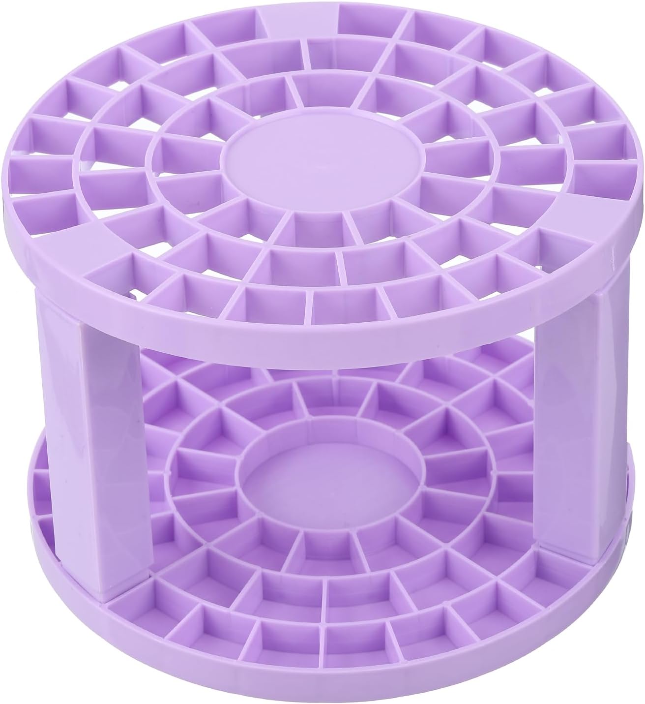 PATIKIL 1pcs White Minimalist Plastic Paint Brush Holder, 49 Holes Round Artist Desk Makeup Pencil Organizer