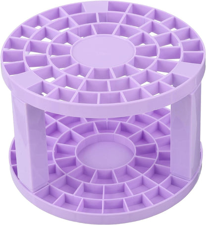 PATIKIL 1pcs White Minimalist Plastic Paint Brush Holder, 49 Holes Round Artist Desk Makeup Pencil Organizer