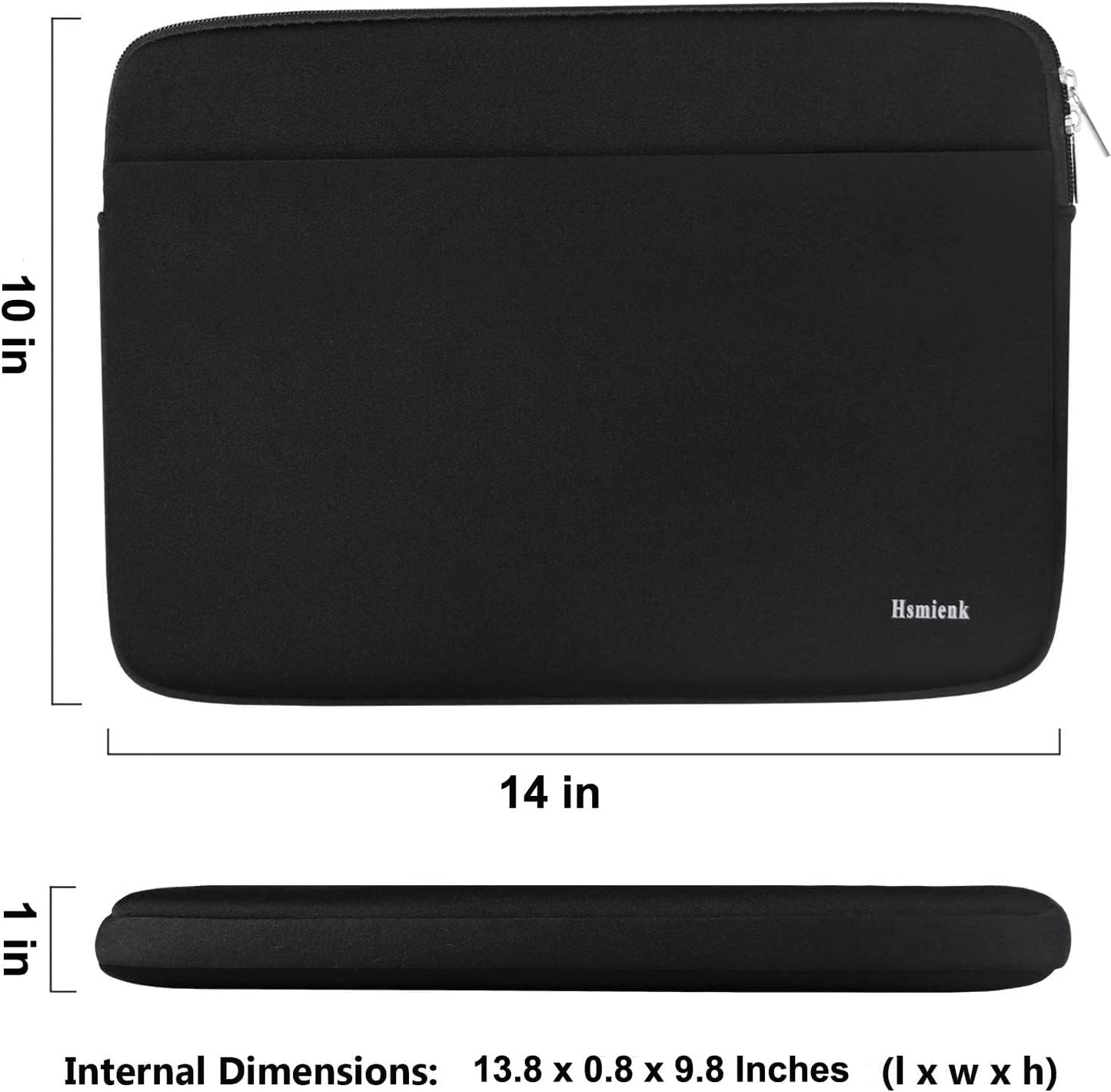 Laptop Case Sleeve 15.6 inch, Shockproof Protective Notebook Case with Accessory Pocket, Briefcase Carrying Laptop Cover for 15.6" HP, ASUS, Dell, Lenovo, Acer, Black