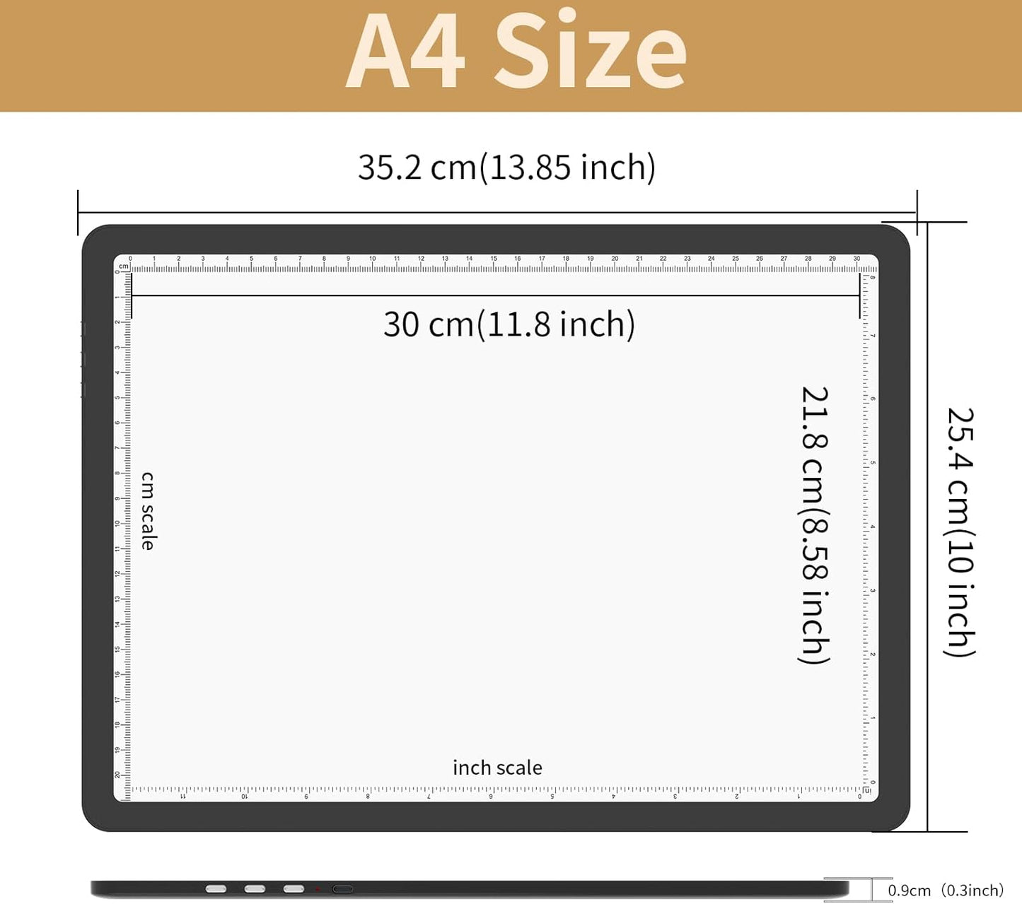 YINGWOND Rechargeable A4 Light Box for Tracing,Ultra-Thin 9000LUX Super Bright Wireless Light Pad with Adjustable Brightness Color,13.9x10 in Light Board for Diamond Painting Drawing Sketching