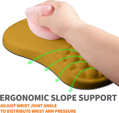 Ergonomic Joint Wrist Support Mouse Pad with Memory Foam Cushion Massage Bump, Carpal Tunnel Pain Relief Mousepad Slope Design for Wrist Rest, 11.8x7.9 in, Black