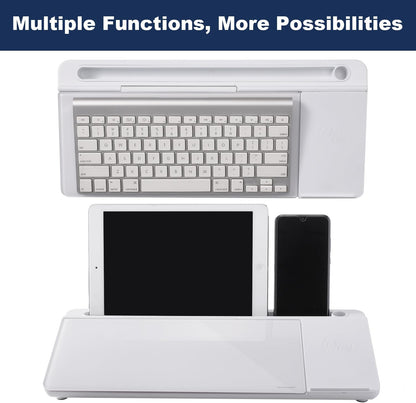 TSJ OFFICE Small Desktop Whiteboard -Glass Dry Erase Board Computer Keyboard Stand White Board Surface Pad with Drawer, Desk Organizers with Accessories for Office, Home, School Supplies - White