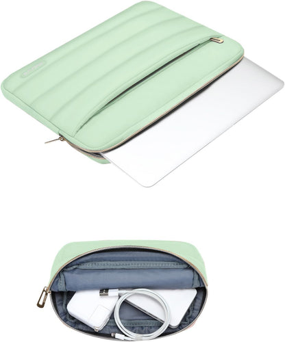 MOSISO Laptop Case 13.3 inch,13-13.3 inch Puffy Laptop Sleeve Compatible with MacBook Neo/Air 13.6 M5 M4 M3 M2 M1/Pro 13/14,HP Dell ASUS Lenovo,Polyester Horizontal Bag with Small Case, Sand