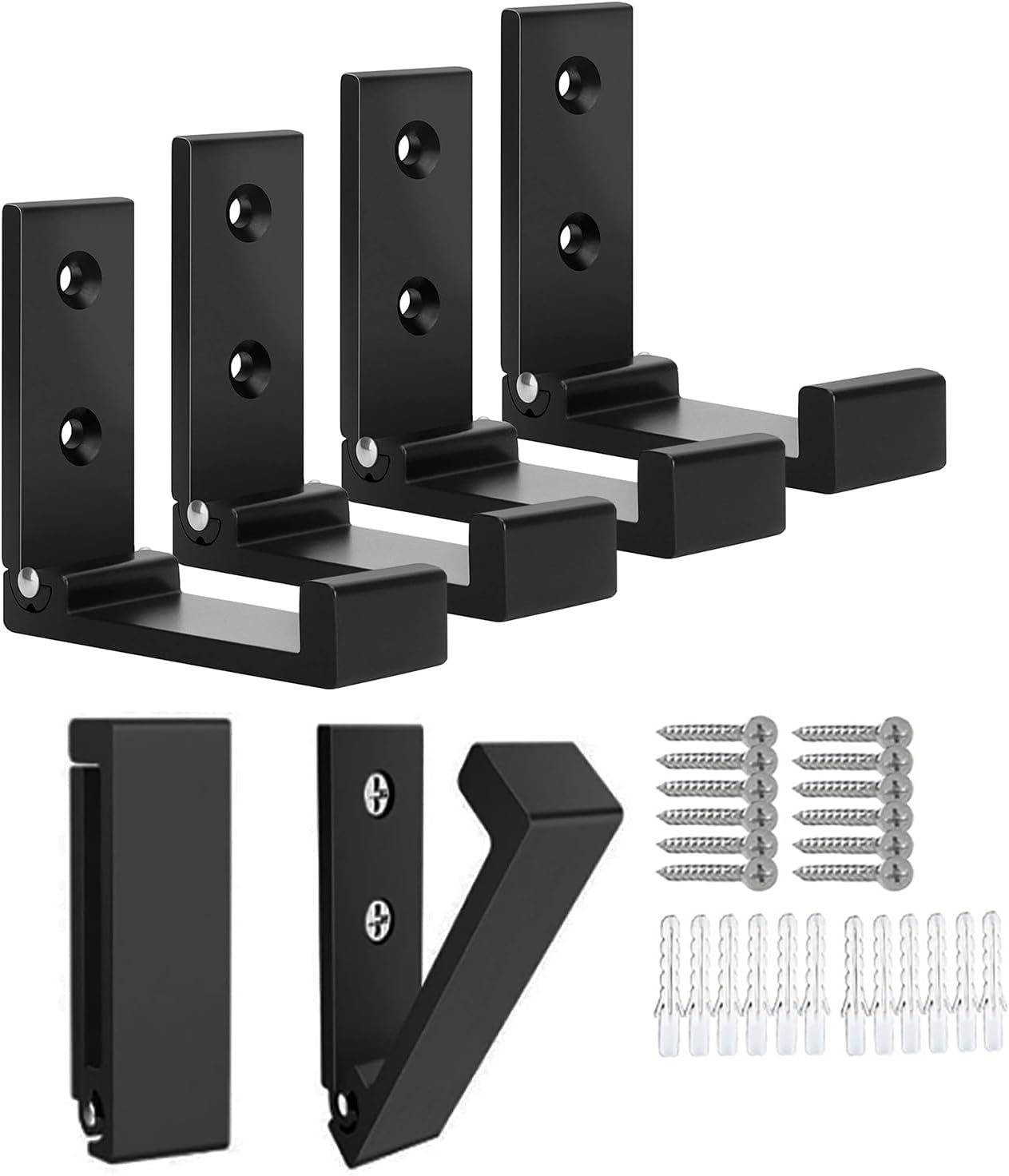 OHIYO Folding Wall Hook 2PCS Folding Coat Hooks for Hanging Heavy Duty Coat & Bag & Backpack & Hat & Headphone Foldable Coat Hooks Wall Mounted Saves Space (Black)
