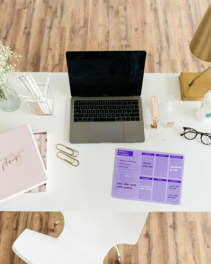 Desktop Thickened Acrylic Dry Erase Board, Weekly White Board with to Do List, Tabletop Whiteboard with Stand, Frameless Dry Erase Pink White Board，9.5"x6.7" for Office, Home, School(Desktop-PK-1724)