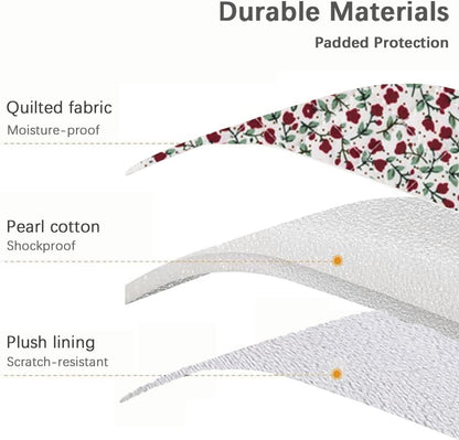 Puffy Laptop Sleeve 13 Inch Cute Quilted Laptop Protective Case Padded Floral Computer Sleeve for MacBook (A-Blue, 13 Inch)